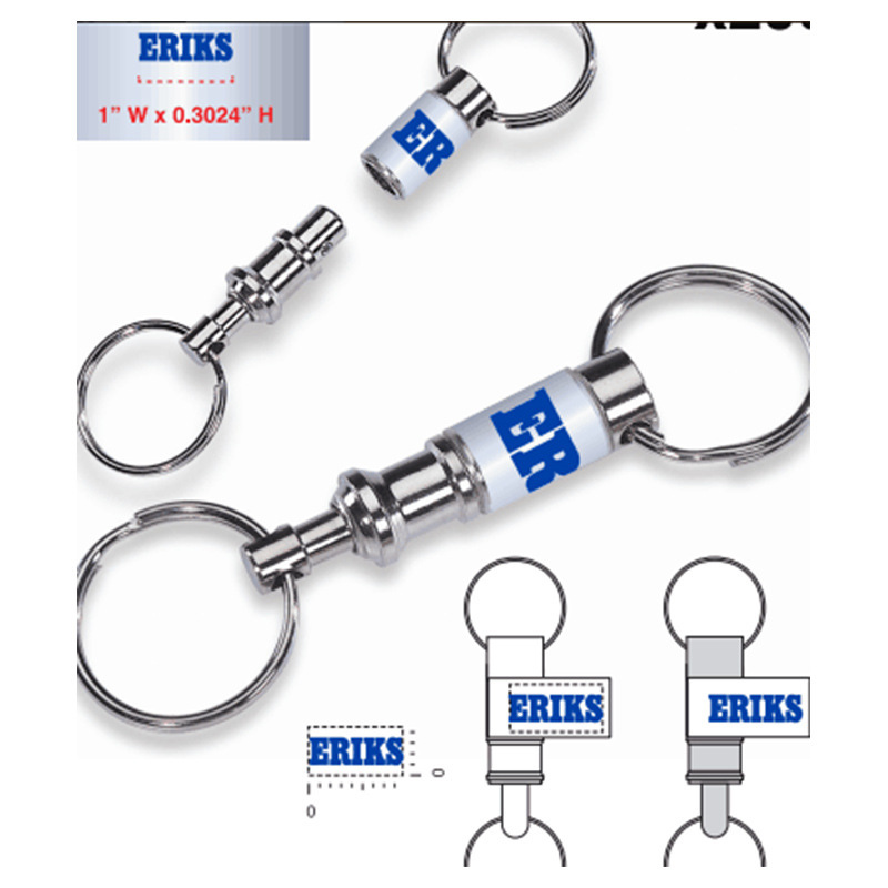 Factory wholesale metal shackle creative separation double ring key ring outdoor detachable female key chain key chain pendant