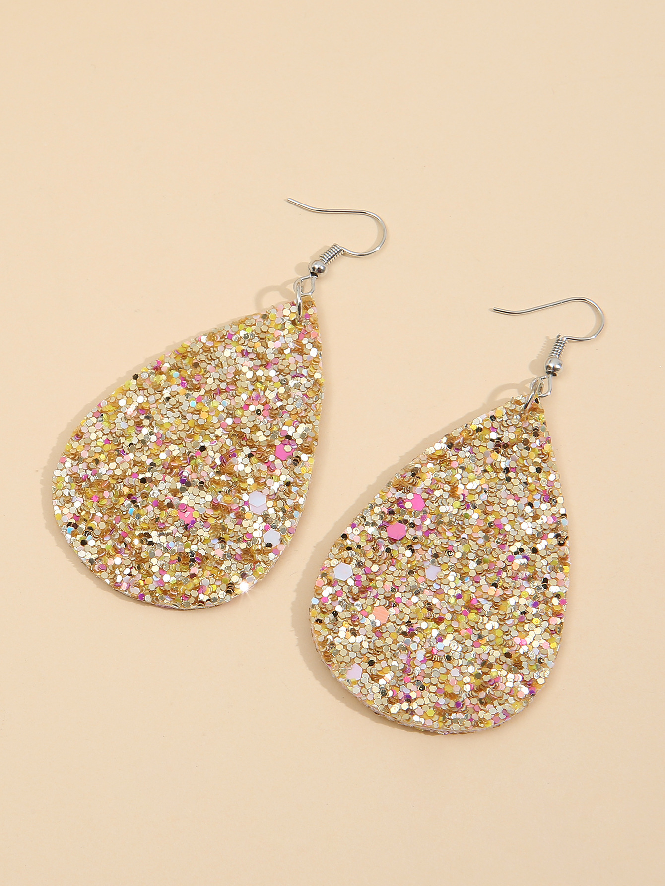 Christmas Leather Pu Sequined Water Drop Earrings Wholesale Nihaojewelry display picture 14