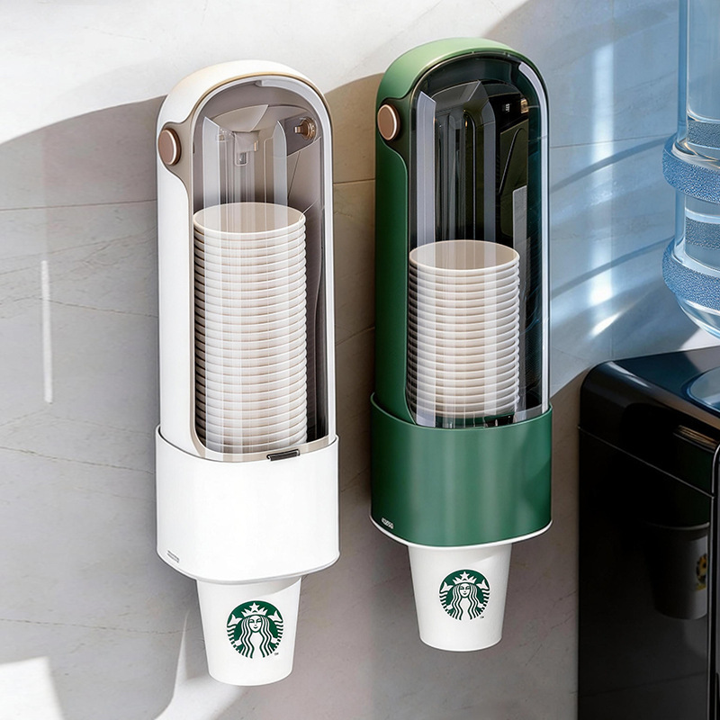 Disposable Cup Taker Household Wall-mounted Paper Cup Taker Rack Dust-proof Punch-free Cup Storage Rack