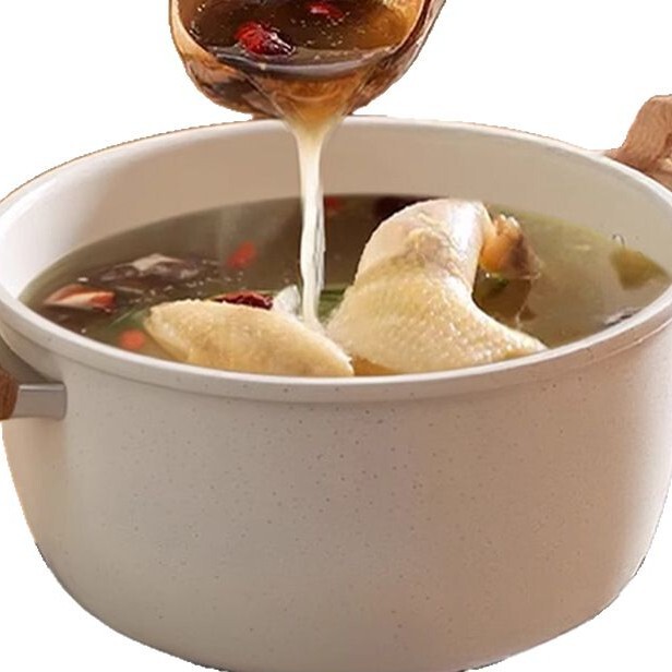 蒸し器付き二重耳火傷防止スープポット、インスタントラーメンポット、ガス電磁調理器、ユニバーサル天然麦飯石ノンスティックスープポット|undefined