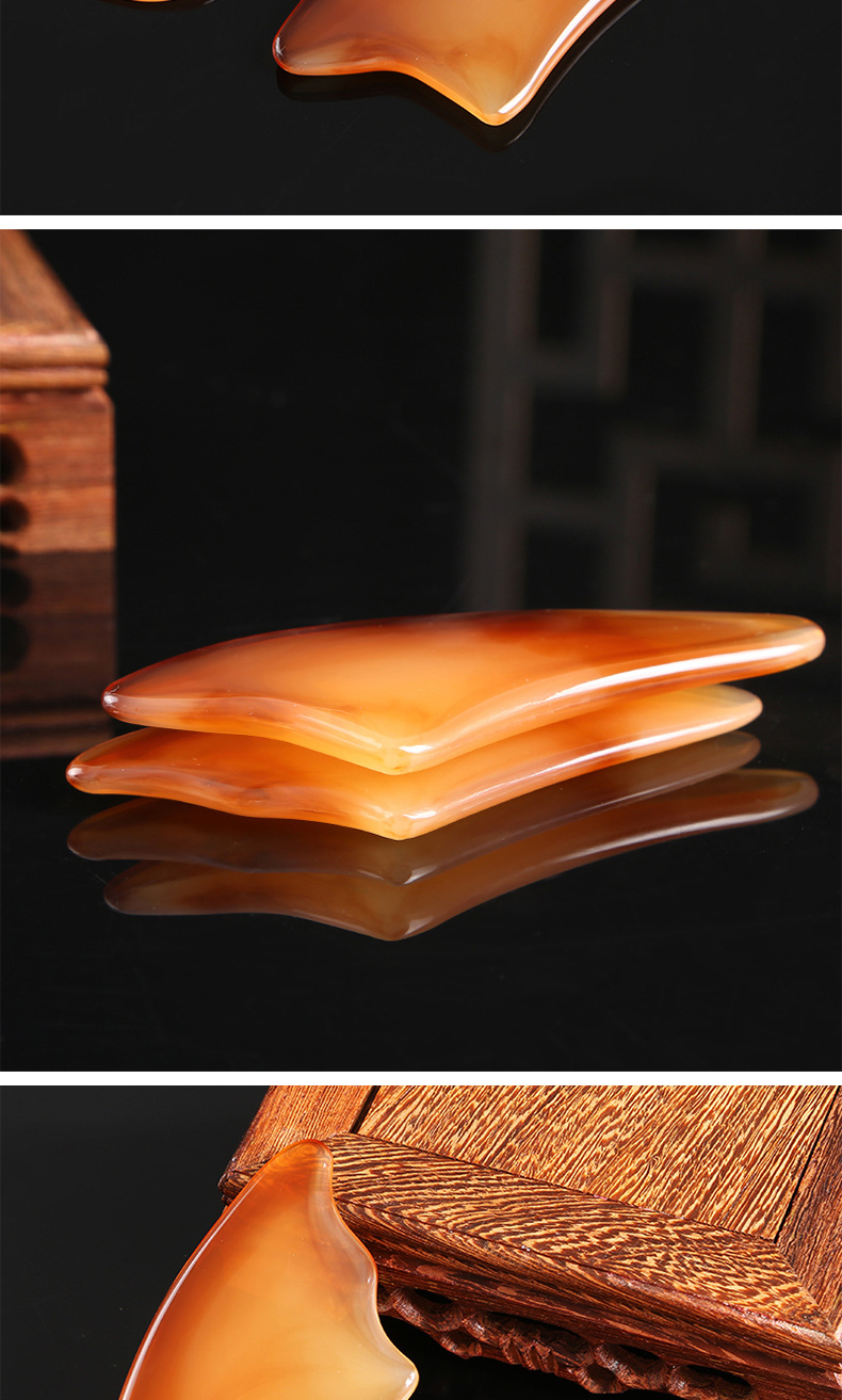 Gua Sha Massage Board Set with Facial Acupoint Wand Heart Shaped Scraping Tool for Face Eye Body Care 40g in use