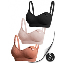 2026跨境新款欧美3件产妇哺乳文胸套装可调节型