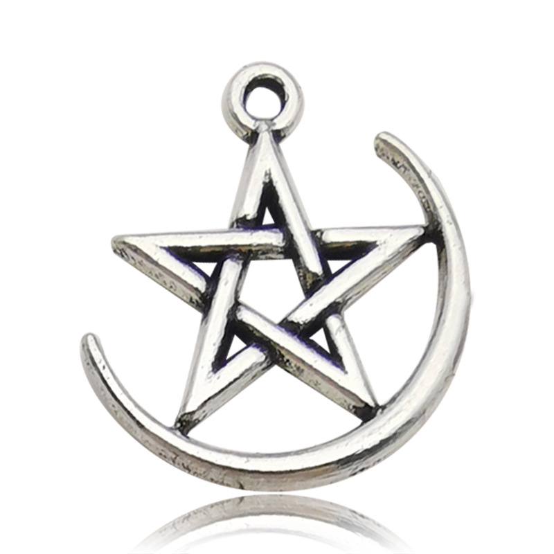 Retro DIY accesorios de joyería de aleación hechos a mano 1 Estrella hueco estrella de cinco puntas collar de meteorito pendientes colgante