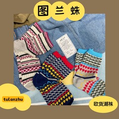 2025秋冬新款袜子粗针棉线彩色袜子日系复古网红个性百搭显瘦潮袜