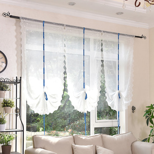 Light Luxury Magic Tape Kitchen Curtain Decoration Pull-Up Curtain Bathroom Lift Door Curtain Roman Curtain Gauze Curtain Balloon Pleated