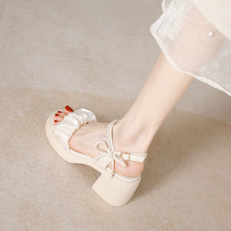 Summer universal sandals high heels, footwear, ankle bracelet, shoes, 2024 years, simple and elegant design