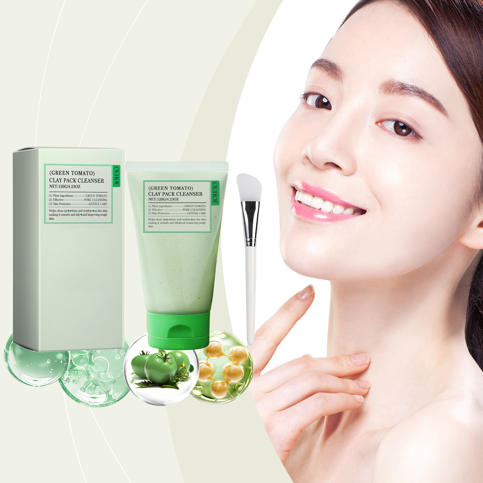 OUHOE Green Tomato Cleanser Gentle Cleansing Pore Balance Oil Fresh and Reliving Nourishing Cleanser