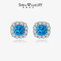 Shi Pei Jewelry Live с 2-каратными розовыми высокоуглеродистыми бриллиантовыми серьгами 925 инкрустация 7*7 Ледяной цветок огранки простой дизайн