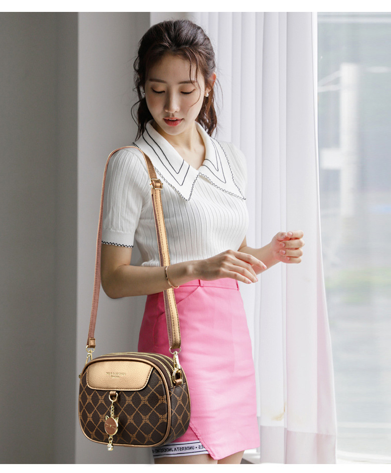 New women's bag, single shoulder crossbody, fashionable and versatile, simple hanging pendant, Korean version 3411_voghion.com
