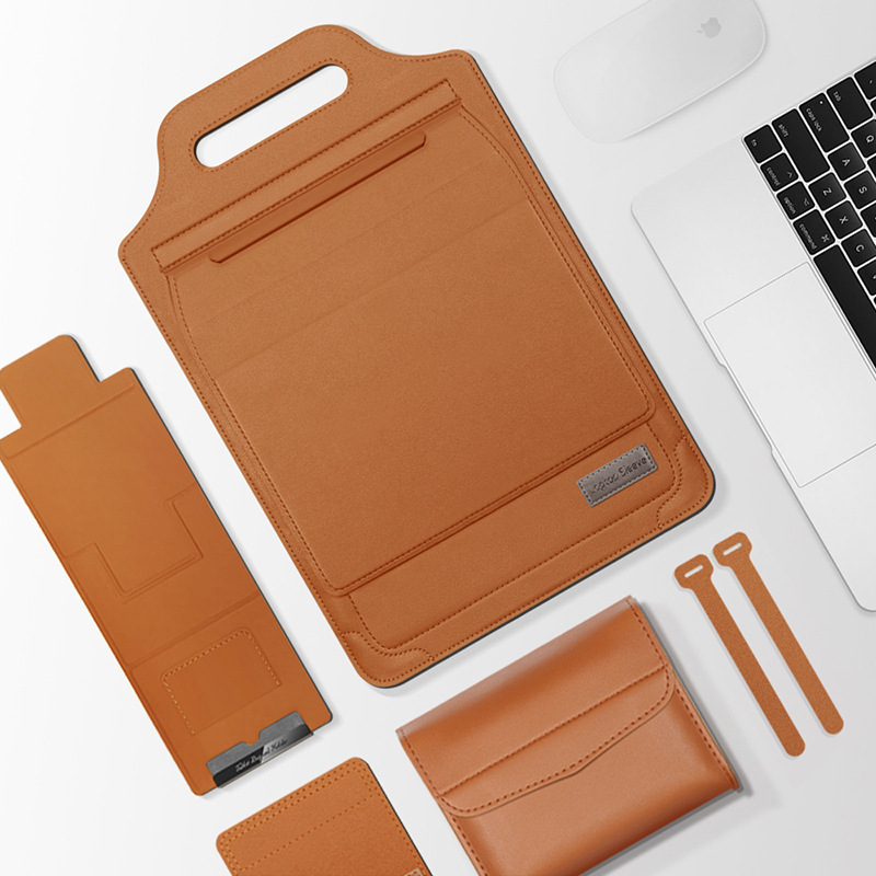 越境厳選多機能Appleラップトップバッグ 14inch MateBookラップトップスタンド収納ライナーバッグ|undefined