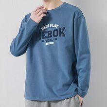 长袖男士帅气宽松大码港风潮流春秋季新款T恤百搭打底衫上衣