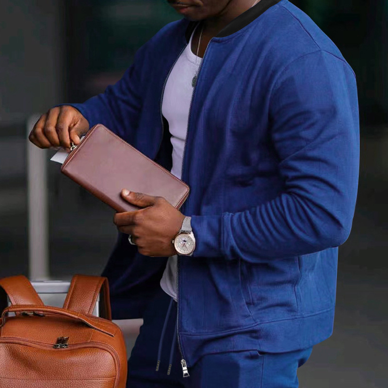 700g Weight Long Sleeve Sleeve Length Cotton Blend, Polyester Fabric Type Pants Sets Sets Type 2 Pieces Set Quantity Casual Occasion Collarless Neckline Regular Fit Fit Type Solid Color Pattern Spring, Autumn Season Men's Gender Simple Style Style Casual Men's Simple Style Solid Color Cotton Blend Polyester Pants Sets 2
