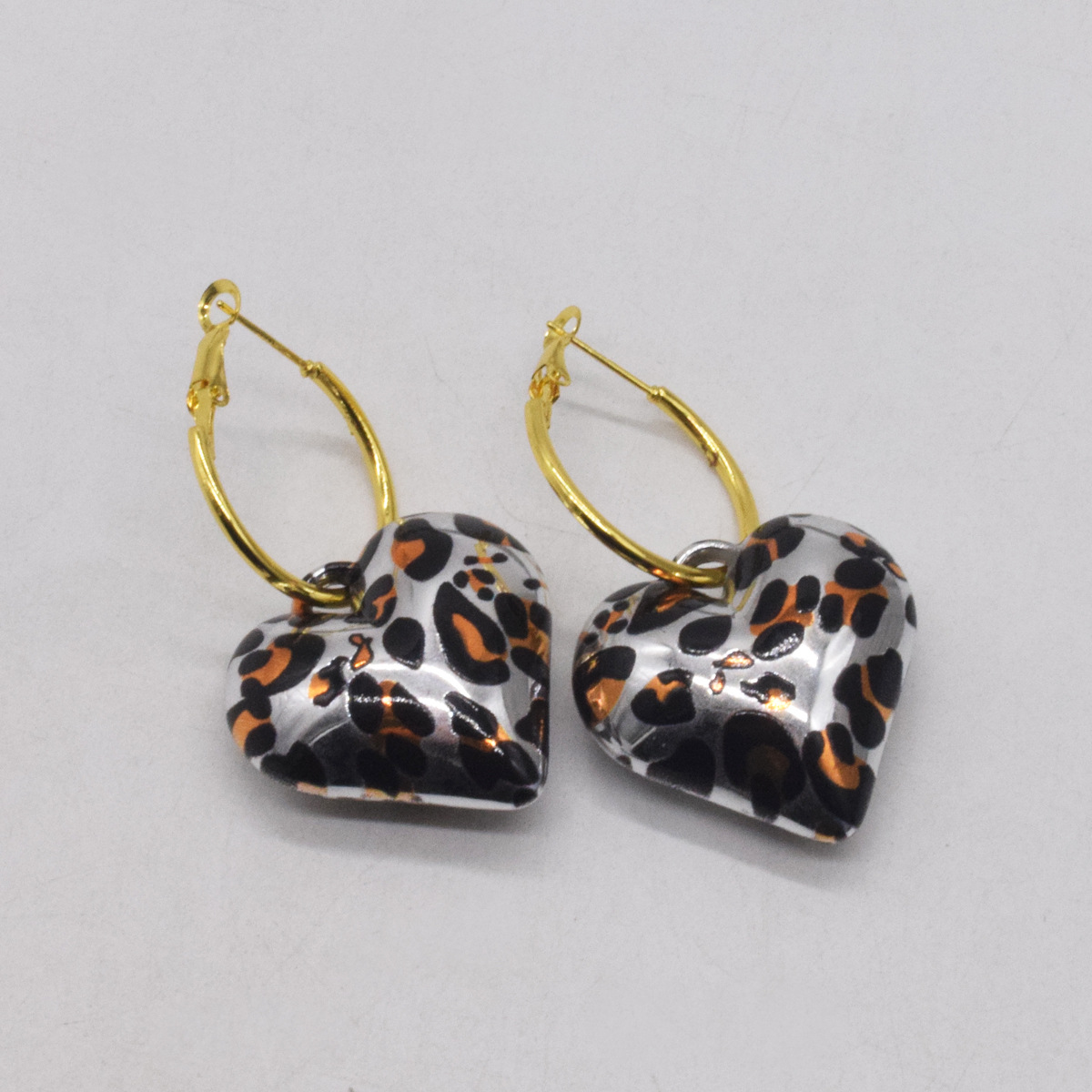 Daily Occasion 1 Pair Retro Heart Shape Leopard Alloy Drop Earrings