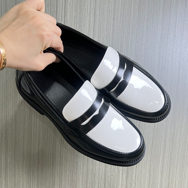 Herren Glattleder Slipper Modische Color-block Freizeitschuhe_voghion.com
