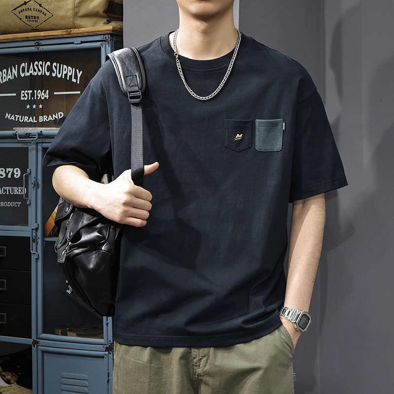American Retro Heavyweight Multi-Pocket Casual Short-Sleeve T-Shirt for Men 2025 Summer New Loose Trendy Tee American Retro Heavyweight Multi-Pocket Casual Short-Sleeve T-Shirt for Men 2025 Summer New Loose Trendy Tee