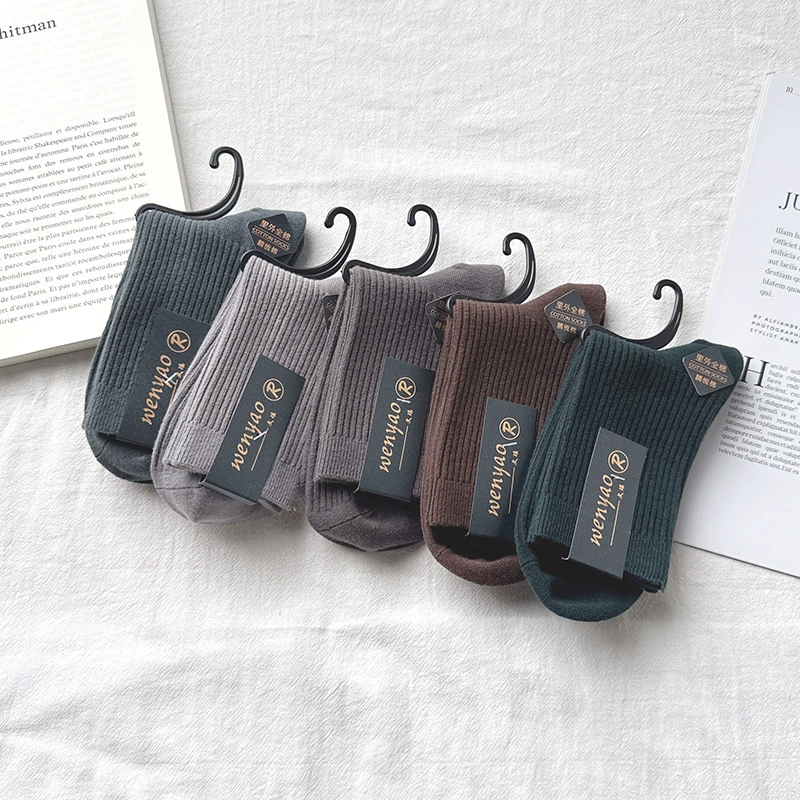 Demi-Season Cotton Knee Socks, Unisex, Deodorized Sweat-Absorbent, Size 39–44
