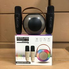 跨境批发K12蓝牙音箱话筒一体机户外直播家用K歌带麦克音响便携