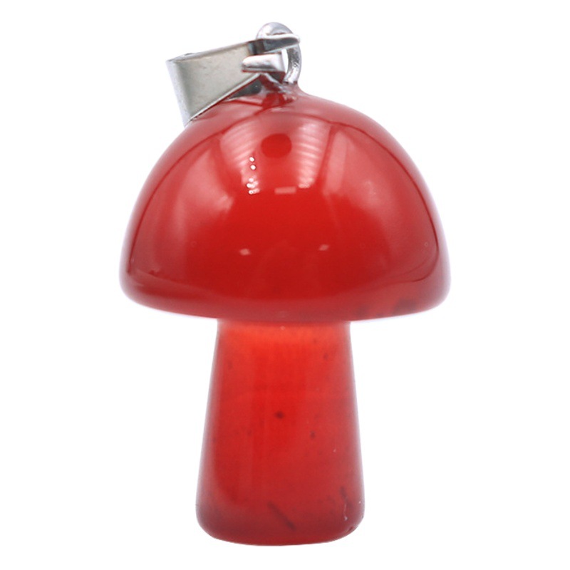 Source Factory Wholesale Natural Stone Mini Mushroom Pendant Agate Semi-Precious Stone DIY Necklace Ore Jewelry Accessories