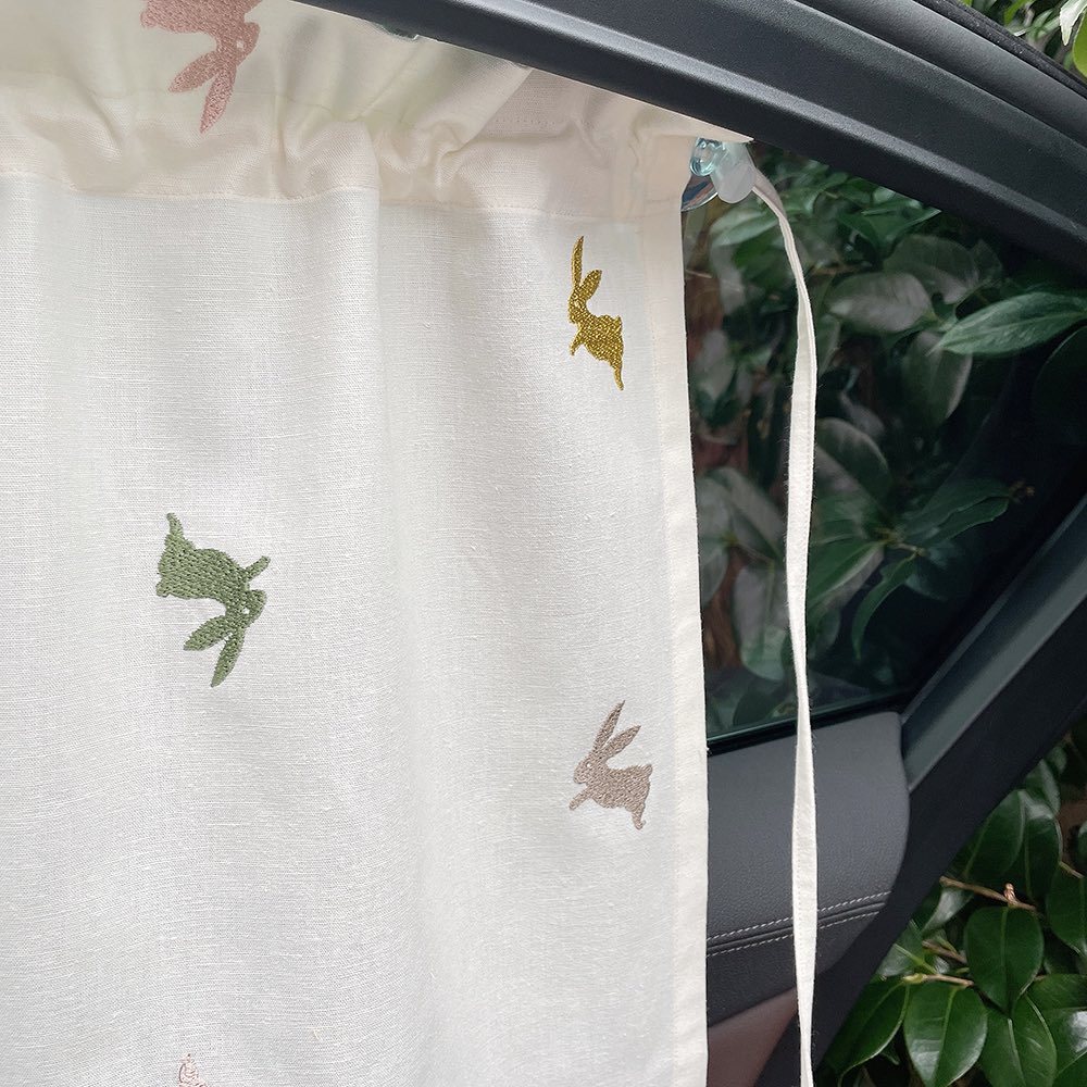 ins style car curtain embroidery sunshade sun protection car curtain heat insulation cotton suction cup UV protection