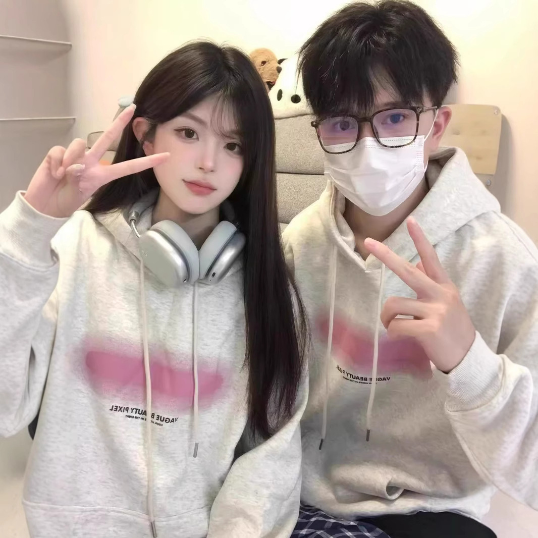 초가을 커플 원피스 후디 후디 봄과 가을 2024 새로운 같은 인터넷 유명 하이 퀄리티 디자인 센스 니쉬 트렌디