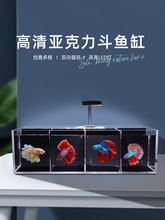 斗鱼缸多格桌面分格系统组合孔雀鱼客厅泰国排缸造景迷你