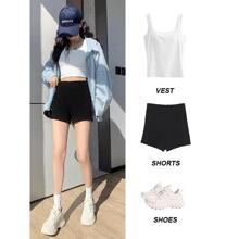 高腰超短裤女团风夏季2024新款宽松显瘦黑色西装辣妹韩版打底热裤