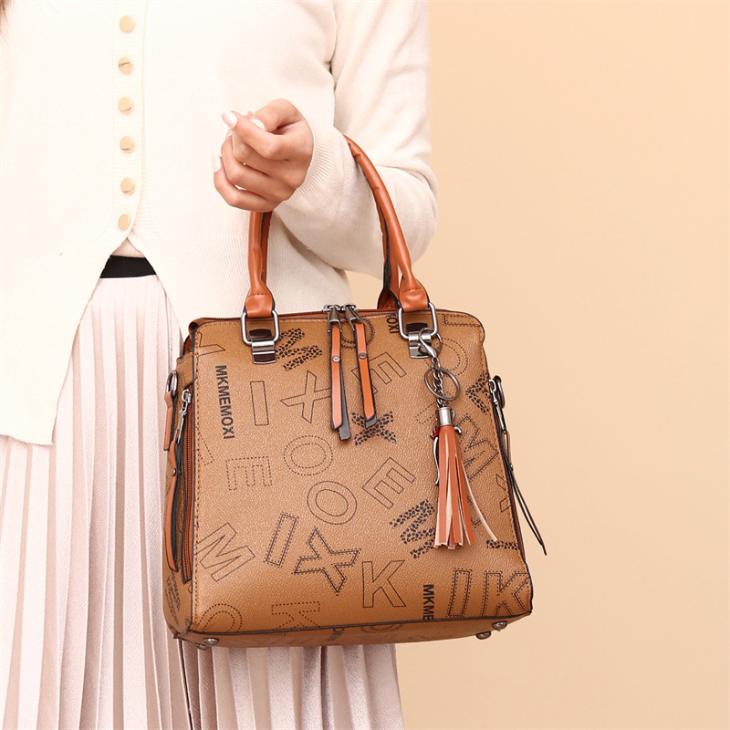Cross-border foreign trade large-capacity women's bag 2024 New style mother and child multi-piece set Women's bag letter women's single-shoulder handbag Specification drawing