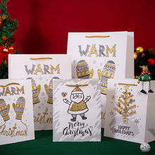 圣诞雪人圣诞树金色手套星星撒粉礼品袋现货圣诞纸袋礼物袋