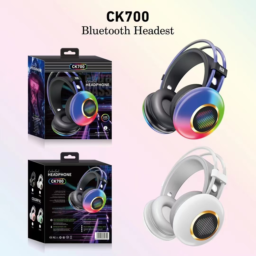 Neuer trendiger und modischer bunter Haarkopf mit RGB-Bluetooth und Plug-in-Funkkopfhörern CK700_voghion.com