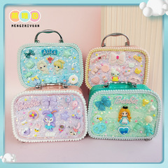 Children's Handmade DIY Waterproof Makeup Bag, Versatile Cartoon Cute Cream Adhesive Shoulder Bag for Girls, Toy Jewelry Box