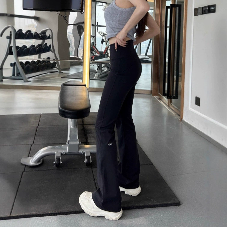 Женские брюки с микро-клеш Alo yo, с высокой талией, утягивающие, черные, серые и розовые, быстросохнущие, облегающие верхняя одежда, штаны для йоги с подтяжкой ягодиц.