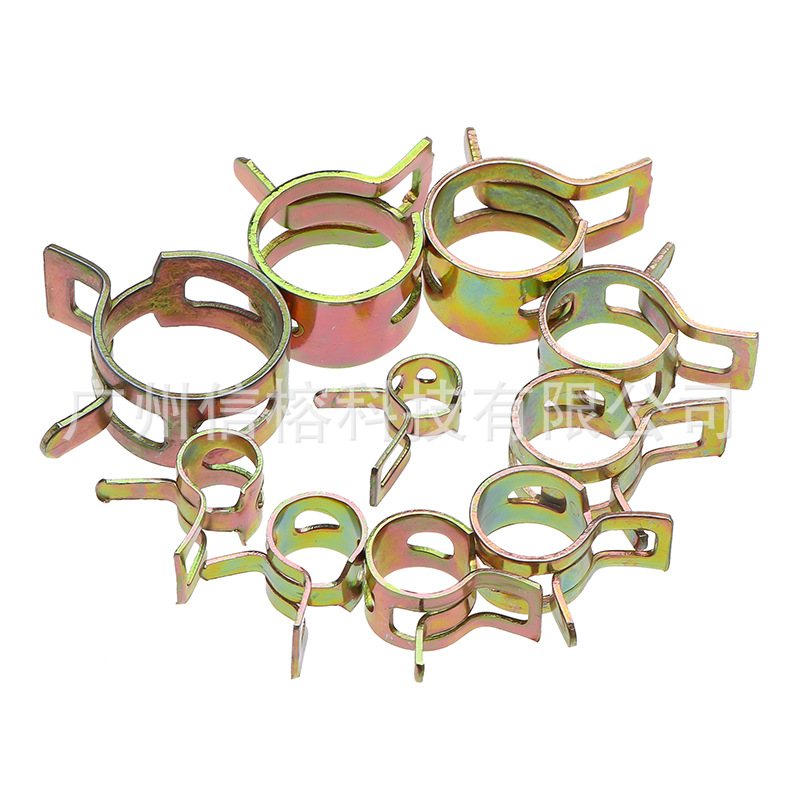 Suministro transfronterizo 100 piezas en caja de color plateado zinc elástico abrazadera de manguera de aro 6-17mm Abrazadera de tubo abrazadera traje de aro