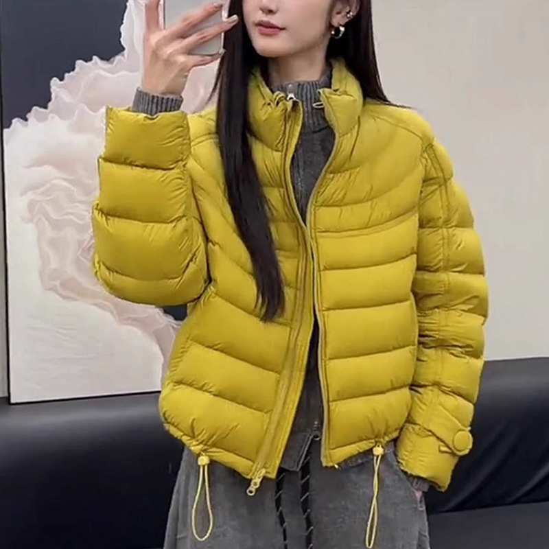 Turtle Back Ribbed Women's Short Stand Collar down Jacket, New Duck down Large Size Women's Korean Style Loose Winter Women's Clothing