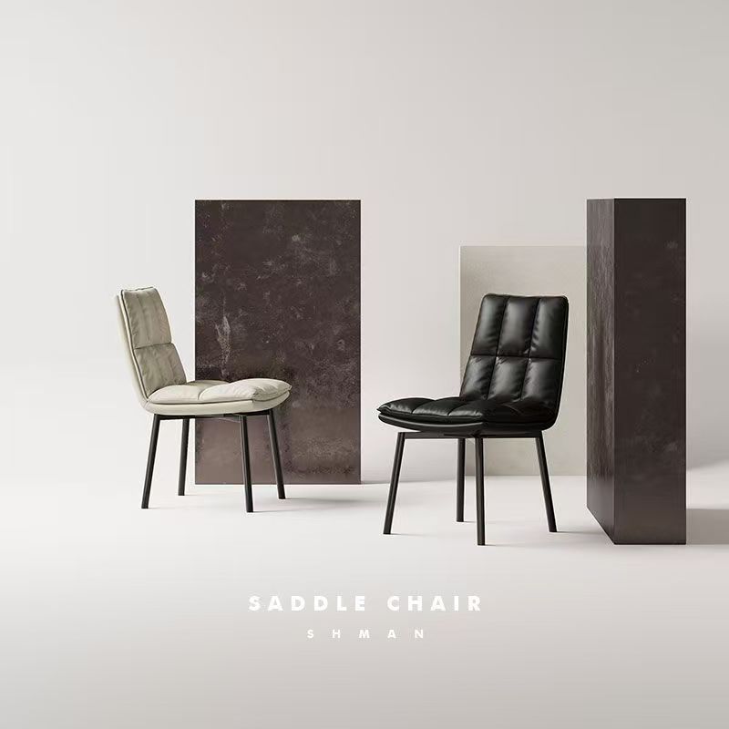 Italian Minimalist High-End Genuine Leather Dining Chair for Home Restaurant Hotel Dressing Chair Model Room Rotatable Dining Table Chair