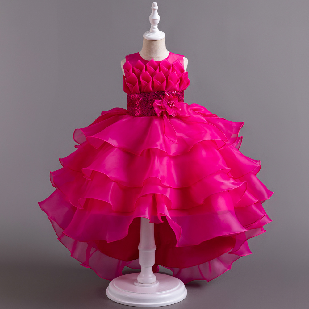 Vestido de princesa esponjoso de malla Falda de encaje de organza de otoño e invierno europea y americana Comercio exterior Suministro de exportación transfronteriza Vestido para niños