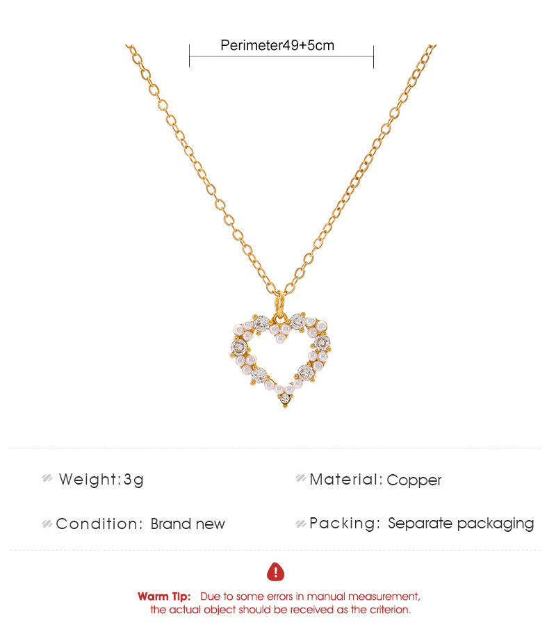 Womenu0027S Luxurious Heart Copper Artificial Pearls Necklace Inlay