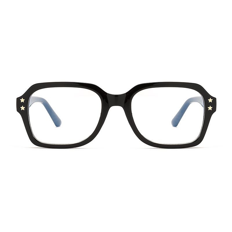 Nueva celebridad de Internet sin maquillaje anti-luz azul que cambia de color montura de gafas estilo universitario marco negro carey simple moda casual espejo plano