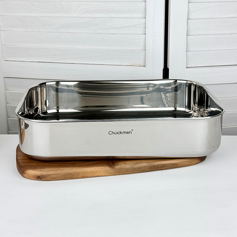 Chockmen Zhuo Deming 18/10 Plato cuadrado de acero inoxidable Plato de pescado a la parrilla Plato para hornear rectangular Bandeja casera para preparar platos
