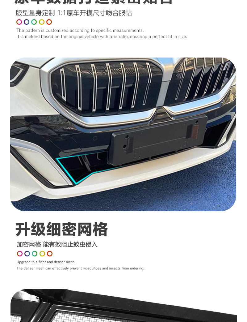 Suitable for BMW 5 Series/i5 front face water tank integrated insect net car exterior modification accessories