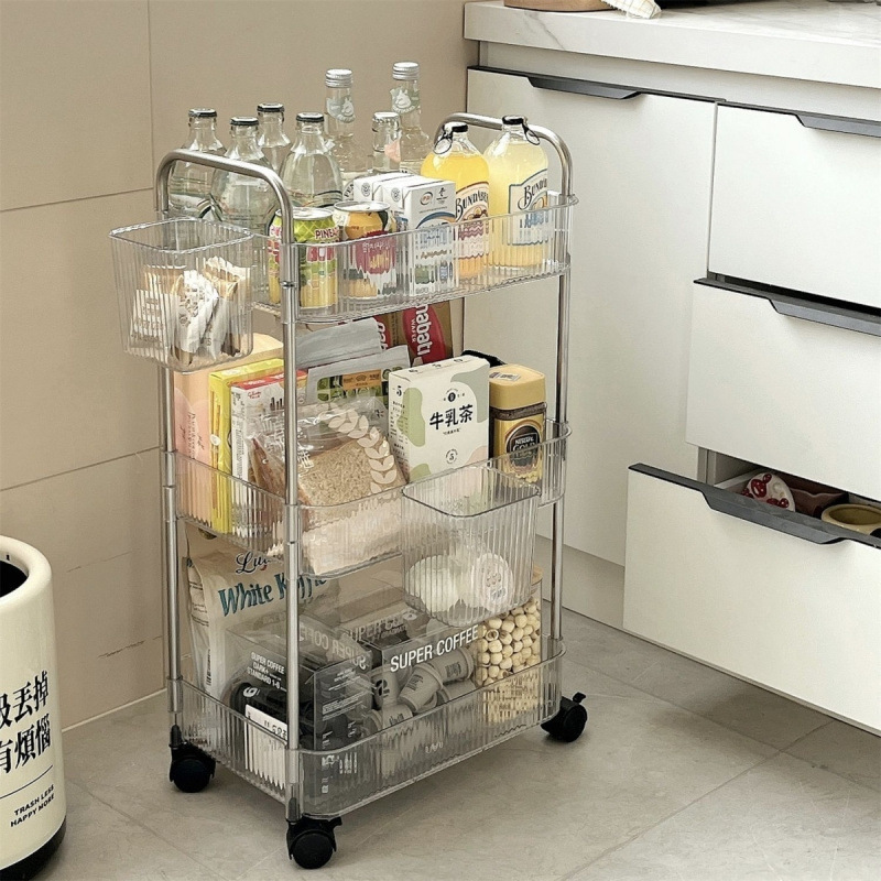 高品質のアクリルトロリー、バスルームトイレ収納ラック、多機能キッチンスナック多層収納ラック|undefined