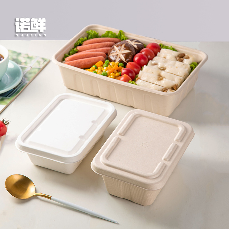 Disposable paper square lunch box salad box light meal quick meal takeout box rectangular paper tableware