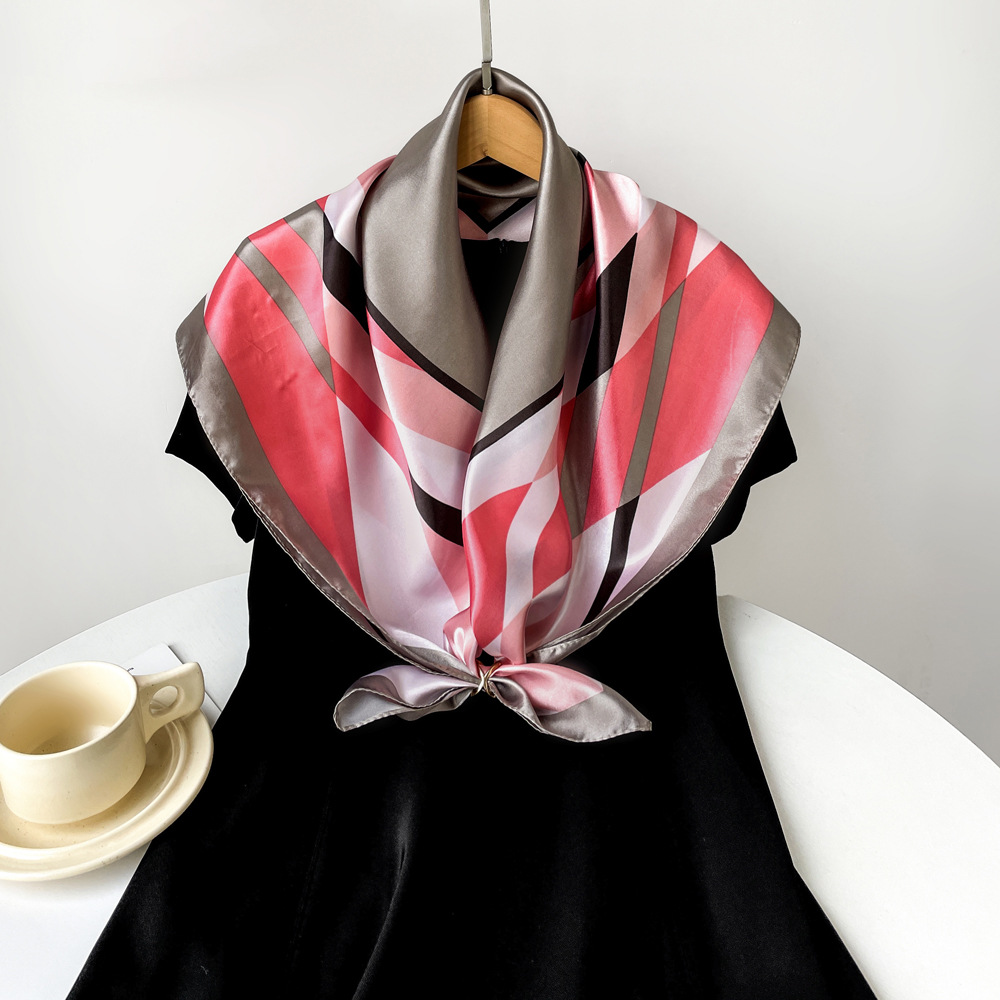 120g Weight Silk Scarf Classification Holiday, Daily Occasion Polyester Material Color Block Pattern Spring&Summer Season Women's Gender Elegant, Retro Style Women's Elegant Retro Color Block Polyester Silk Scarf 14