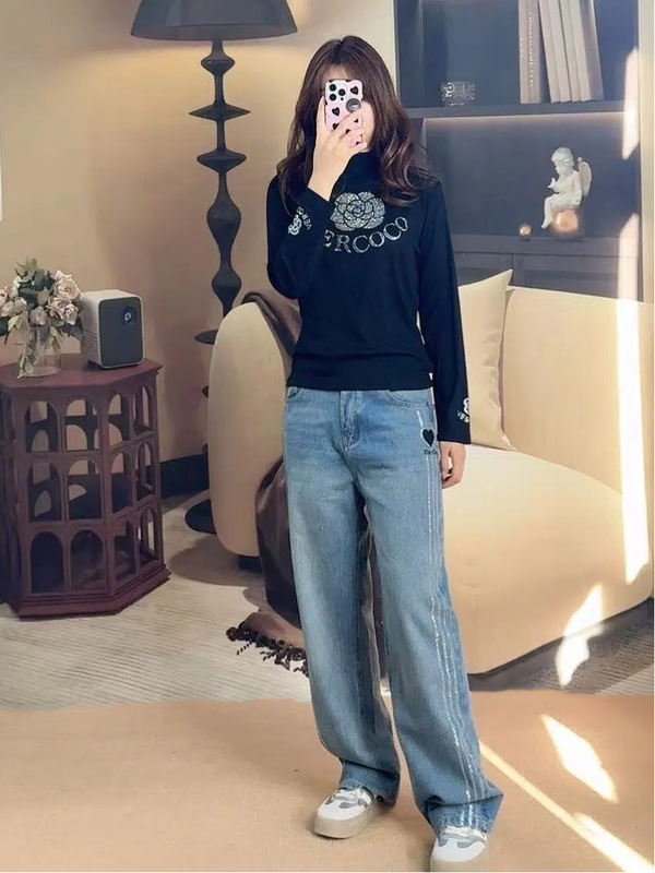 秋冬中领山茶花设计感时尚潮流打底衫修身气质洋气名媛风女装上衣|undefined