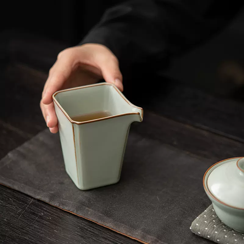 天青汝窑开片陶瓷茶海公道杯茶隔公杯泡茶滤整套茶具配件