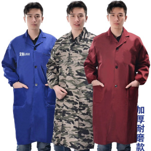 Wholesale labor protection wear-resistant thickened long-sleeved blue gown work clothes printing carrying dustproof cleaning tooling printing logo