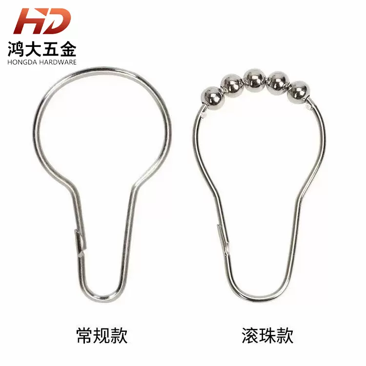 304不锈钢浴室挂钩五珠滚珠葫芦金属铁钩浴帘窗帘挂钩