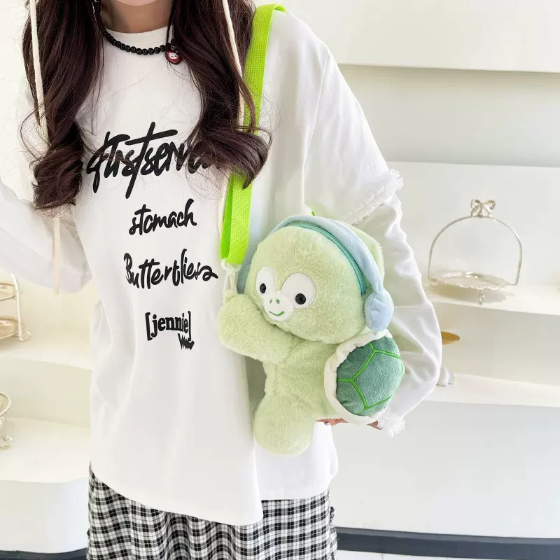 儿童包可爱卡通毛绒包女小乌龟玩偶单肩包休闲童趣公仔斜挎包收纳
