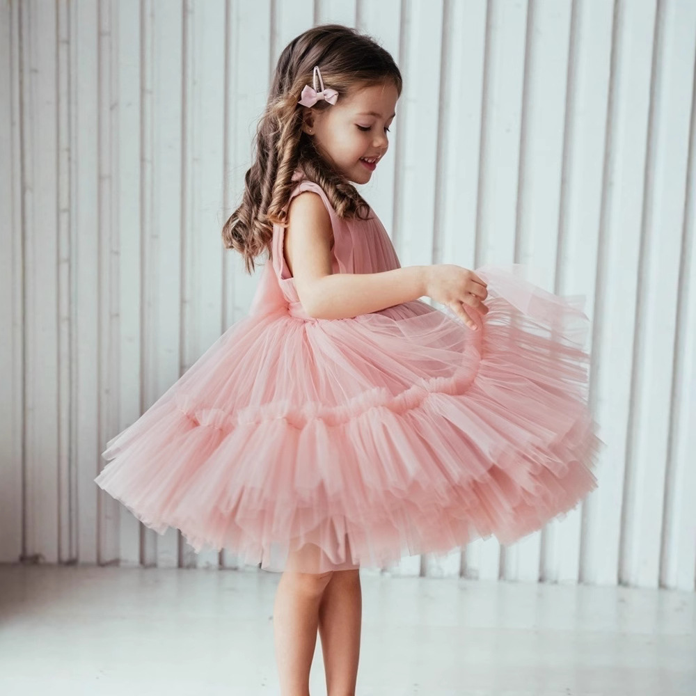 Abito in tulle stile principessa per bambine, ideale per feste, servizi fotografici e occasioni speciali, con design da presentatrice, per bambine da 0 a 3 anni._voghion.com