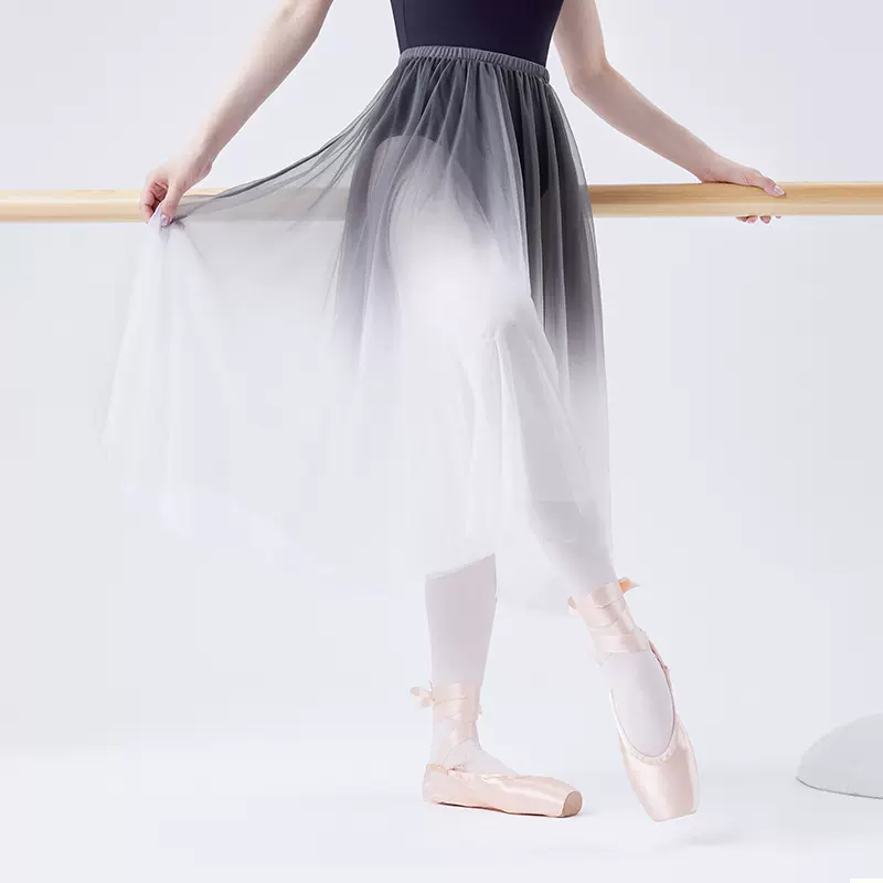 古典舞蹈服女成人飘逸半身长款大摆裙子渐变现代舞演出练功纱裙