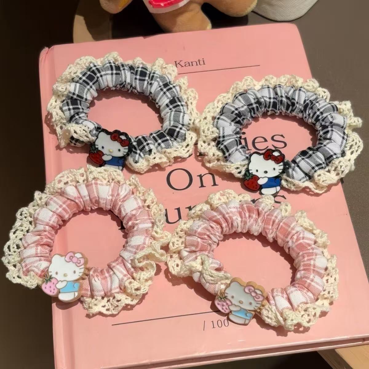 DT7091 딸기 고양이 레이스 머리띠